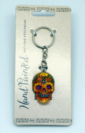 Orange Day of the Dead Key Chain